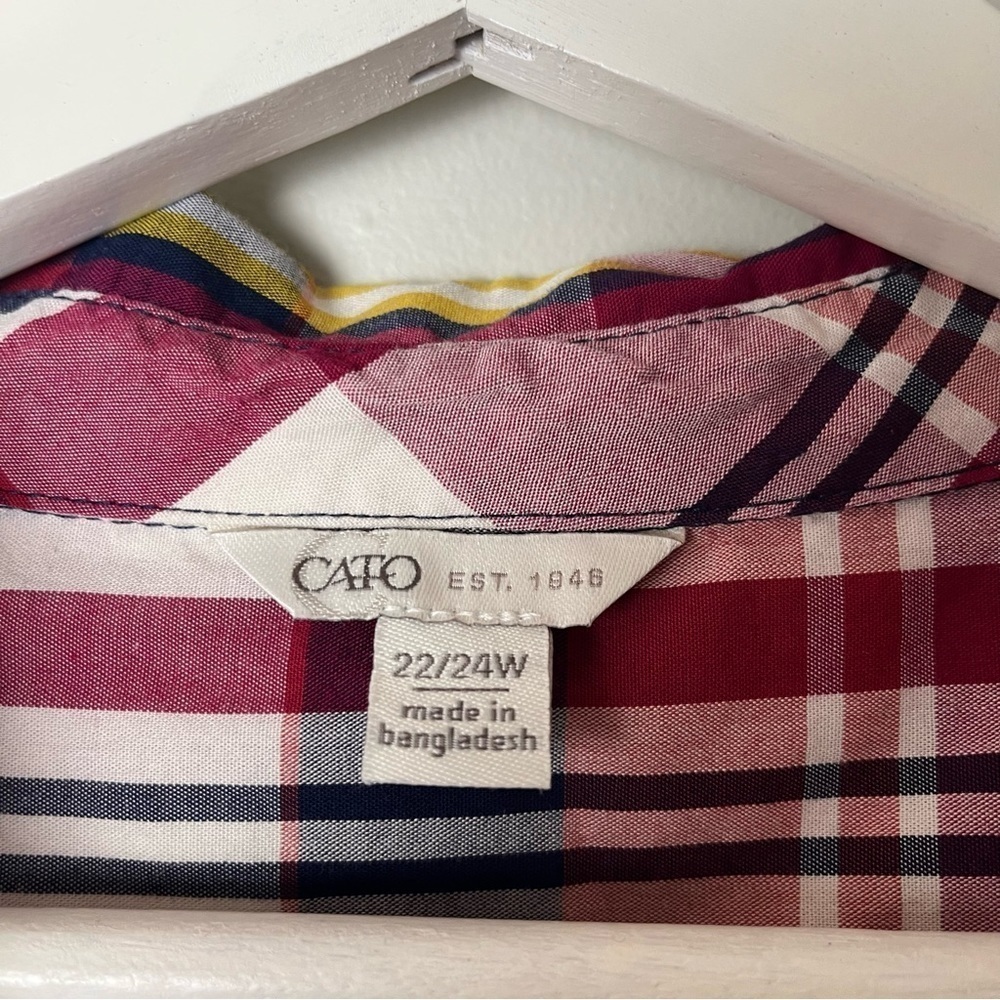 Cato Red Plaid Snap Button Down Shirt 22/24W - Picture 4 of 8